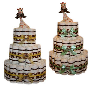 3 Tier Polka Dot Diaper Cakes