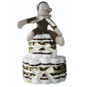 2 Tier Brown Monkey Diaper Cake