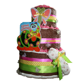 Organic 3 Tier Butterfly Diaper Cake