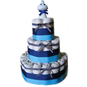 Organic Baby Blue 3 Tier Diaper Cake