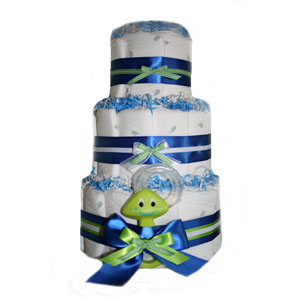 Organic 3 Tier Blue Extravaganza Diaper Cake