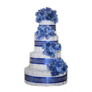 Organic 4 Tier Blue Sky Reverie Diaper Cake