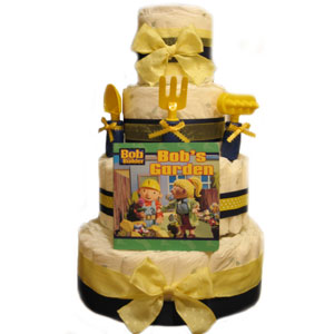 Organic 4 Tier "Bob the Builder" Diaper Cake