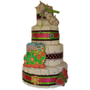 Organic 4 Tier Curious Caterpillar Diaper Cake