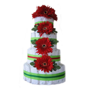 Organic 4 Tier Daisy Delight Diaper Cake 