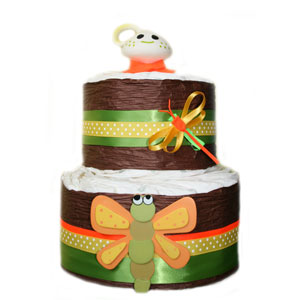 2 Tier Dragon Fly Organic Diaper Cake