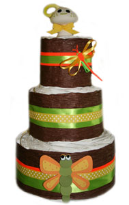 3 Tier Dragon Fly Organic Diaper Cake