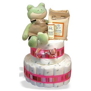Organic 2-Tier Froggie Diaper Cake or Centerpiece