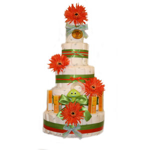 Organic 5 Tier Green Extravaganza Diaper Cake