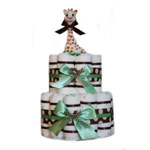 Organic 2 Tier Green Polka Dot Diaper Cake