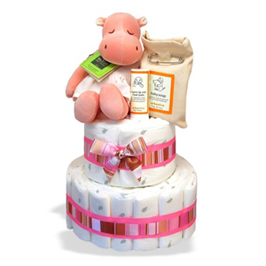 Organic 2-Tier Hippo Diaper Cake or Centerpiece