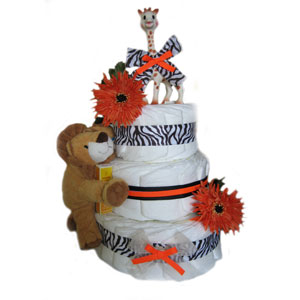 Organic 3 Tier Orange Safari Diaper Cake