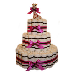 Organic 3 Tier Elegant Pink Diaper Cake