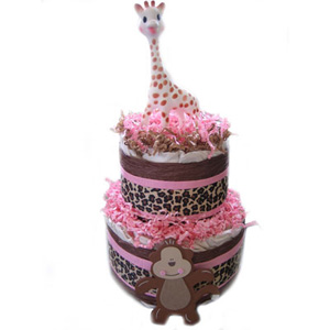 Organic 2 Tier Pink Sophie Giraffe Diaper Cake