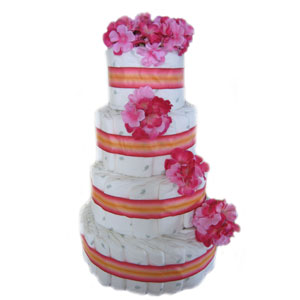 Organic 4 Tier Heavenly Pink Diaper Cake