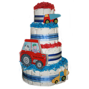 "Trusty Tractor" 4 Tier Organic  Diaper Cake