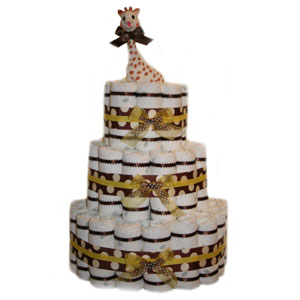 Organic 3 Tier Yellow Polka Dot Diaper Cake