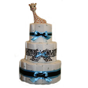3 Tier Organic Zebra Print Diaper Cake