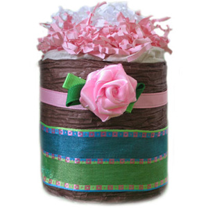 Organic Chocolate Pink Rose Diaper Cupcake