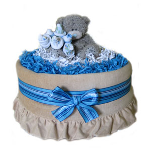 Organic Blue Rose Bouquet Deluxe Diaper Pound Cake