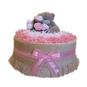 Organic Pink Rose Bouquet Diaper Pound Cake