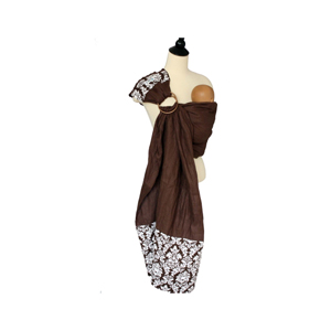 Espresso Damask Linen Banded Ring Sling