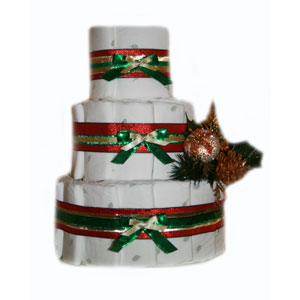 3 Tier Organic Christmas Diaper Cake