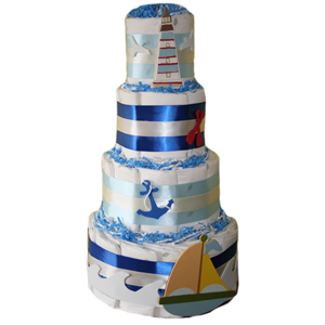 Organic 4 Tier Nautical Diaper Cake