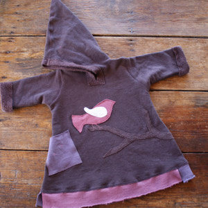 Organic Handmade Childrens Birdie Long Hoodie