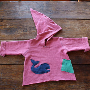 Handmade Organic Childrens Whale Pink Hoodie