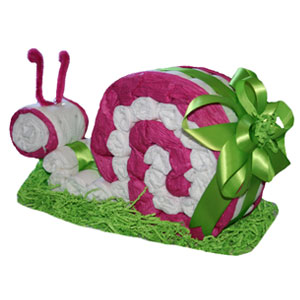 Organic Pink Snail Diaper Cake